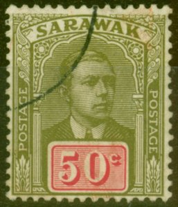 Sarawak 1918 50c Olive-Green & Carmine SG60 Fine Used