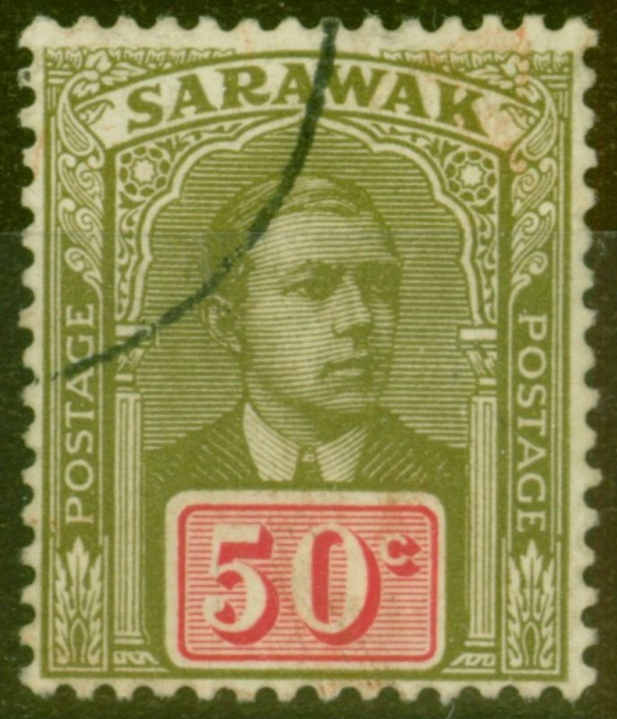 Sarawak 1918 50c Olive-Green & Carmine SG60 Fine Used