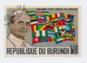 Burundi 1969 Scott B40 CTO- 10 + 2 fr, Visit of Pope Paul VI