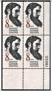 SC#1446 8¢ Sidney Lanier PB (LR #33361) MNH