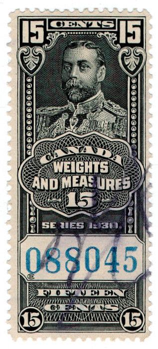 (I.B) Canada Revenue : Weights & Measures 15c