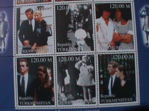 ​TURKMENISTAN-1999 JOHN KENNEDY JNR. MNH SSHEET-VERY FINE LAST ONE