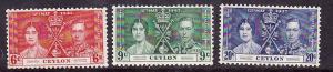 Ceylon-Sc#275-7-Unused NH set-KGVI-Coronation-Omnibus-1937-