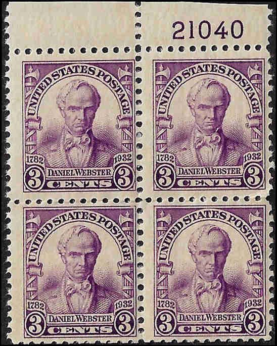 725 Mint,OG,H... Block of 4... SCV $2.40... w/Plate#