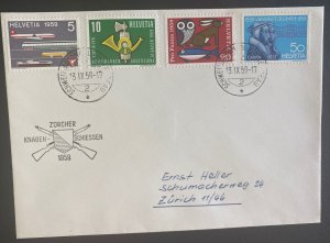 1959 Schweiz Switzerland First Day Cover FDC To Zurich Boys Shoots Cancel B