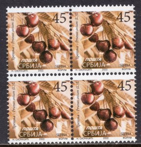 1804 - SERBIA 2022 - Regular stamp - Cherry - Fruit - MNH Block of 4