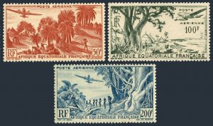 French Equatorial Africa C31-C33, hinged. Palms, village; Bearers, Jungle. 1946.