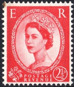 Great Britain #357d 2½d Queen Elizabeth II: Graphite Lines Single (1959) MNH