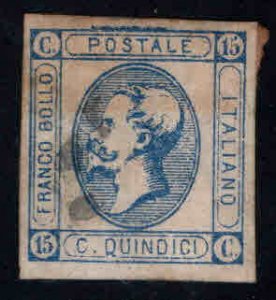 ITALY Scott 23 Used 1863 King Victor Emmanuel  II, type 2 envelope adhesion