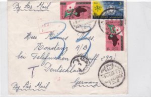 egypt to germany  1962 multi stamps air mail cover  ref r16037