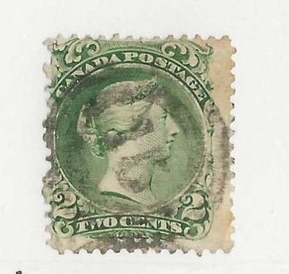 Canada Sc #24 2c LQ  used with 2 ring '15'  F VF