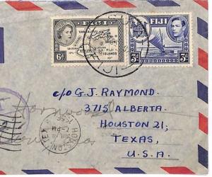 Commonwealth Airmail 1956 FIJI MIXED REIGNS Underpaid TAXE{samwells-covers} A350