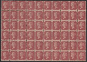 SG 43 1d rose red plate 84. A pristine unmounted mint Block of 60. In a as print 