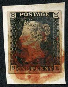 Penny Black (RE) Four good margins on piece