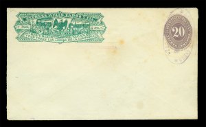 MEXICO 1886  WELLS FARGO EXPRESS 15cts + 20c violet unused COVER