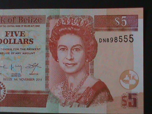 BELIZE-2011-CENTRAL BANK $5 DOLLAR.UNCIRULATED NOTE-VF WE SHIP TO WORLDWIDE