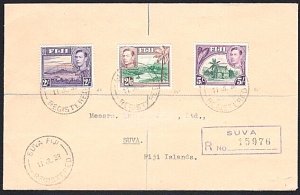 FIJI 1938 GVI 2/-, 2/6d & 5/- on registered cover ex Suva..................B2481