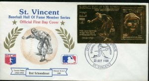 ST. VINCENT RED SCHOENDIENST BASEBALL GOLD FOIL STAMP FIRST DAY COVER 