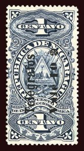NICARAGUA Hiscocks #H130 1908 Telegrafos 10c on 1c unused NG