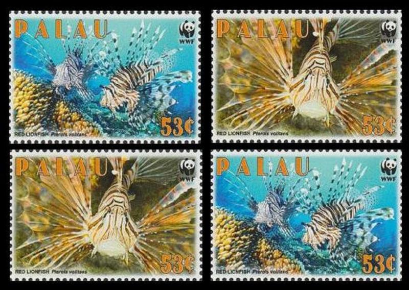 Palau WWF Red Lionfish 4v SC#992 MI#2902-2905