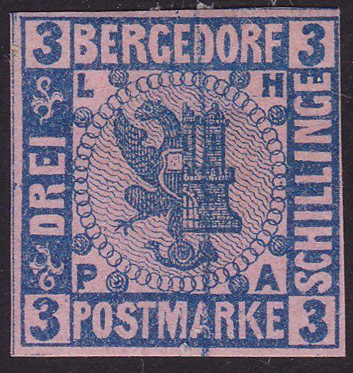 BERGEDORF GERMANY  An old forgery of a classic stamp........................1021