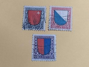 KAPPYSSTAMPS SWITZERLAND #B15-17 1920 COAT OF ARMS USED COMPLETE GS0470