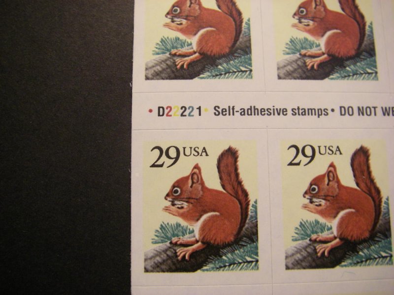 Scott 2489a, 29c Squirrel, Pane of 18, #D22221, MNH Booklet Beauty