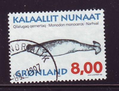 Greenland Sc 322 1997  8 kr whale stamp used