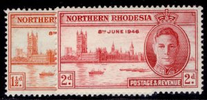 NORTHERN RHODESIA GVI SG46-47, 1946 VICTORY set, M MINT.