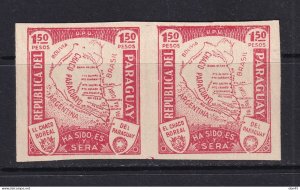 Paraguay 1932 Map 1.5p rose PROOF? Pair Imperf MNH 15432