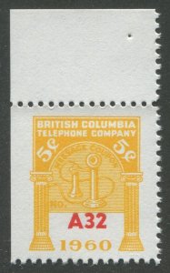 Canada Revenue BCT190 Mint British Columbia Telephone Frank