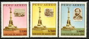 PERU 1966 100th Anniversary of NAVAL VICTORY Over Spain Airmail Set Sc C200-C202