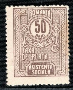 ROMANIA Revenue Stamp 50b TAXA DE PLATA *Asistenta Sociala* Mint MNG B2WHITE10