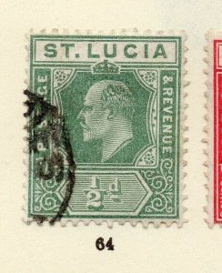 St Lucia 1907 Early Issue Fine Used 1/2d. NW-170478