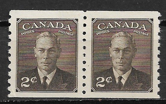 1950 Canada 298 King George VI 2c coil pair with Postes Postage MH