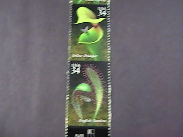 U.S.# 3528-3531(3531a)-MINT/NH--VERTICAL STRIP OF 4---CARNIVOROUS PLANTS--2001