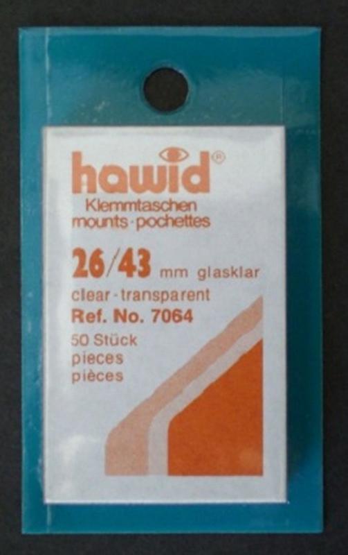 Hawid Stamp Mounts Size 26/43 CLEAR Pack of 50 