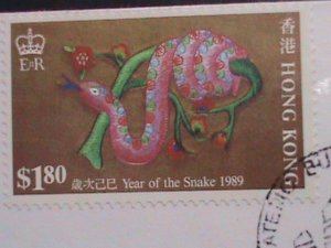 ​HONG KONG -1989-SC#534-7 LUNER NEW YEAR OF LOVELY SNAKE FDC VERY FINE