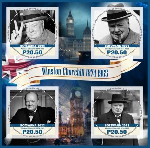 Stamps. Famous People,Winston Churchill Botswana 2022 year 1+1 sheets