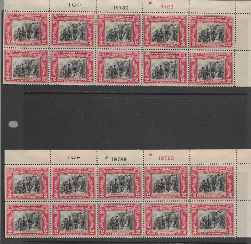 US 649, 651 PB MNH x 2 ea., see desc. 2019 CV$75.00