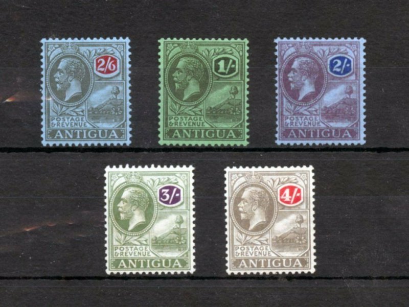 ANTIGUA SCOTT#53/57 1SH TO 4 SHILLING HIGH VAUES MINT HINGED