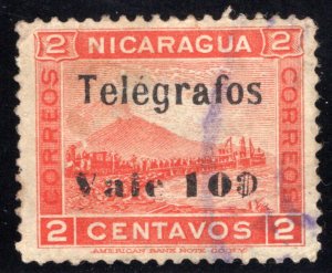 RH114, H114, Type 33, 10c on 2c orange, Nicaragua Telegraph