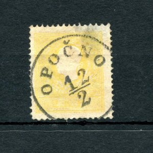 Austria-Lombardy-Venetia #7 of 1858-62, 2s yellow, Perf 14 1/2,U,F-VF, CV$150.00