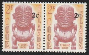 COOK ISLANDS 1967 2c on 2d pair variety small c in 2c MNH..................65897