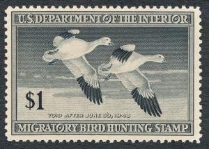 US RW14 MINT NH, F-VF $1 BLACK DUCK