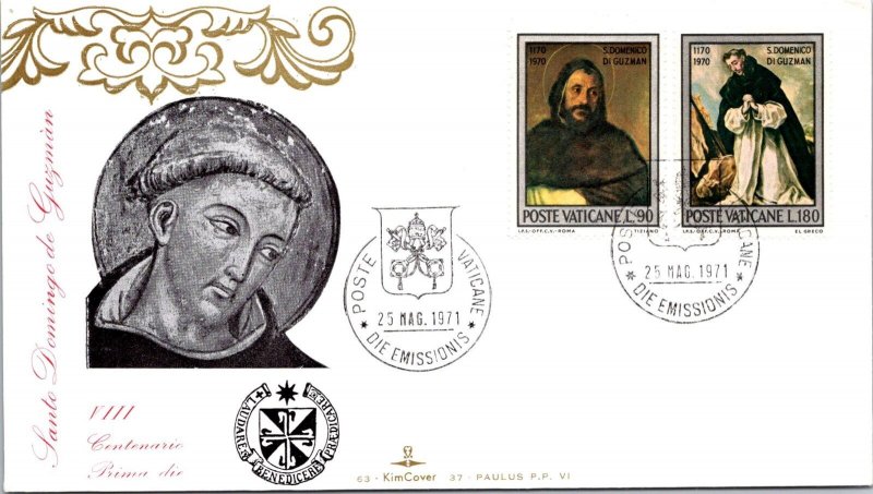 Vatican FDC 1971 - Santo Domingo de Guzman, 8th Century - F30733