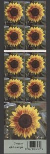 2008 US Scott #4347a, 42c Sunflowers Booklet of 20 MNH