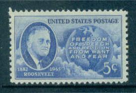  933 5c Roosevelt Fine MNH