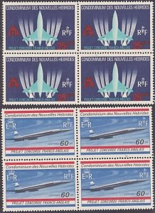 NEW HEBRIDES (French) 1968 Concorde set blocks of 4 MNH....................A4719