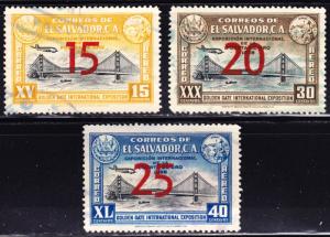 El Salvador Scott C86-C88  complete set  F to VF used.